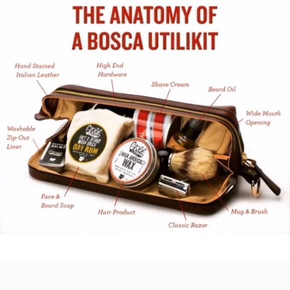 Vintage Bosca Brown Toiletry Bag with Genuine Leather and Zipper Closure - Picture 16 of 16